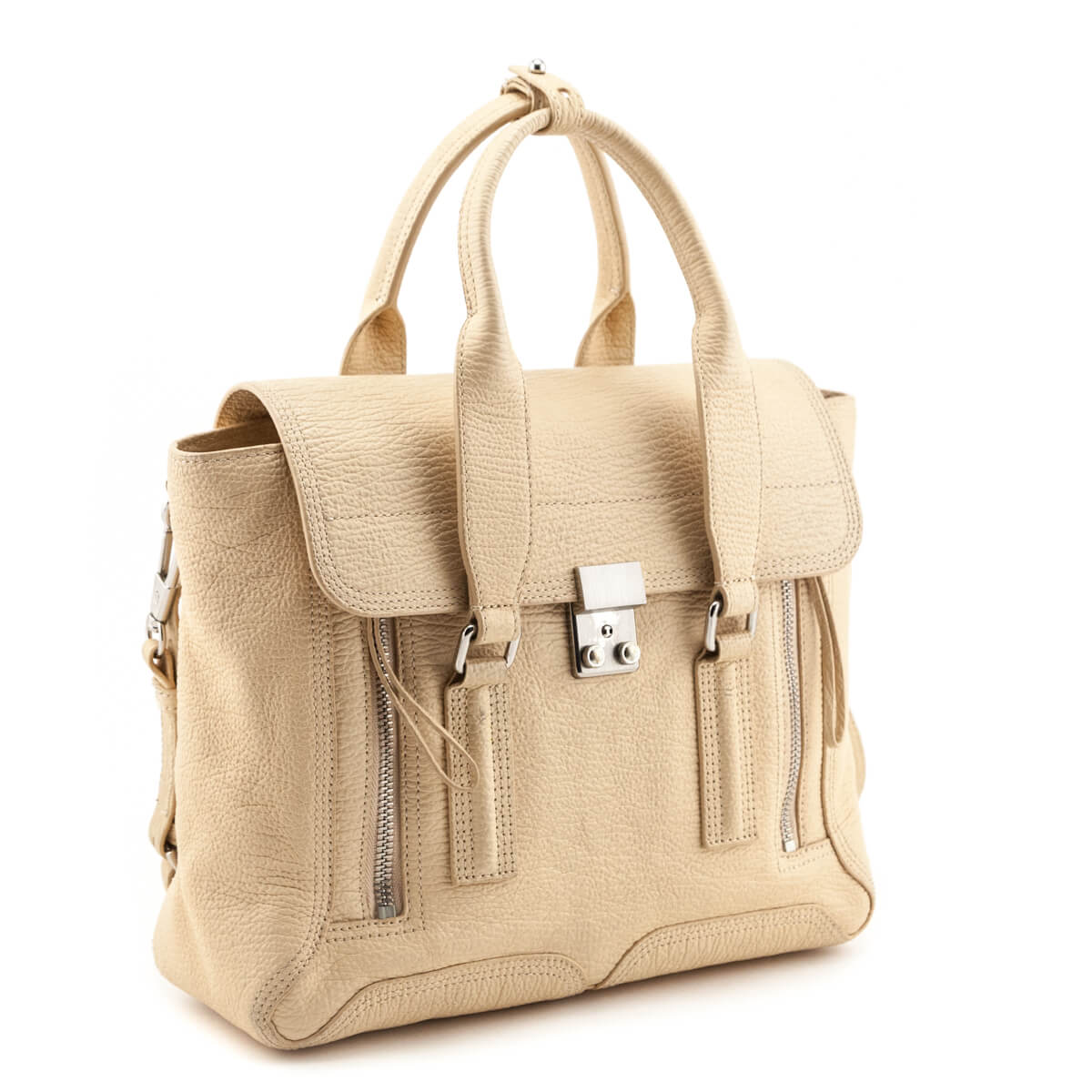 3.1 Phillip Lim Beige Textured Calfskin Medium Pashli Satchel - Love that Bag etc - Preowned Authentic Designer Handbags & Preloved Fashions