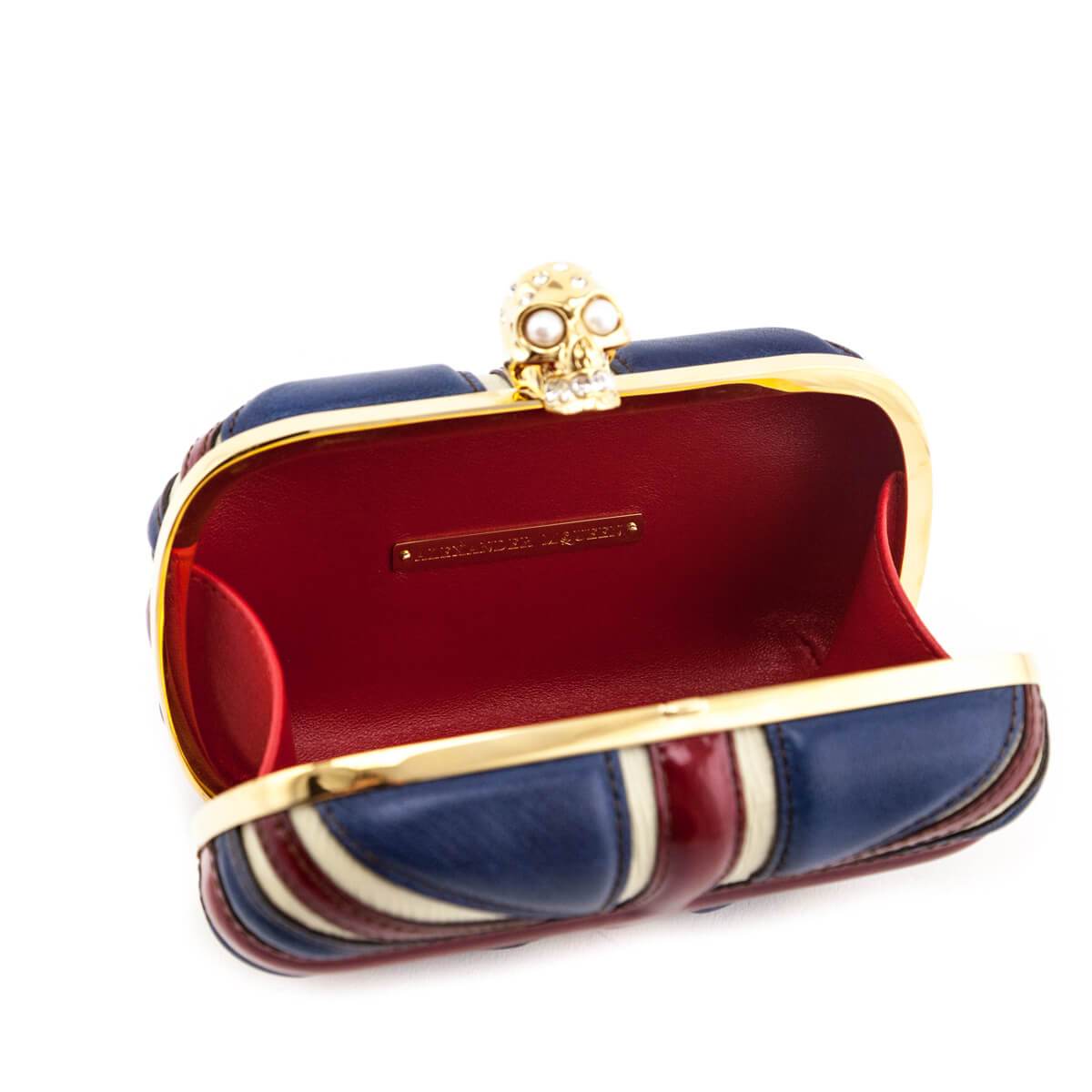 Alexander McQueen Calfskin Britannia Skull Box Clutch - Love that Bag etc - Preowned Authentic Designer Handbags & Preloved Fashions