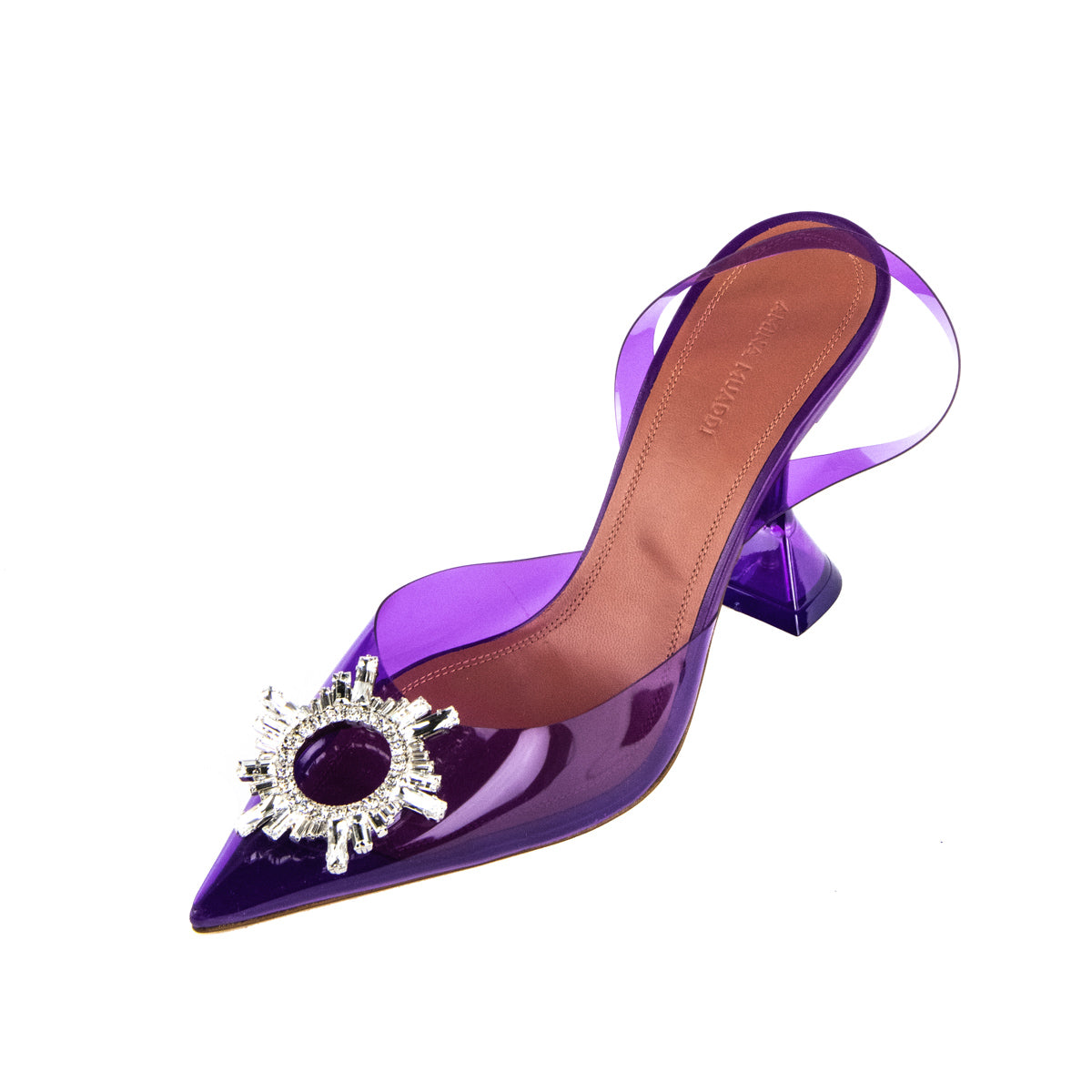 Amina Muaddi Purple PVC Crystal Embellished Begum Glass Pumps Size US 10 | EU 40 - Love that Bag etc - Preowned Authentic Designer Handbags & Preloved Fashions