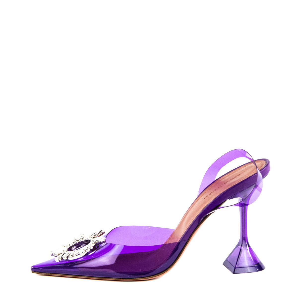 Amina Muaddi Purple PVC Crystal Embellished Begum Glass Pumps Size US 10 | EU 40 - Love that Bag etc - Preowned Authentic Designer Handbags & Preloved Fashions