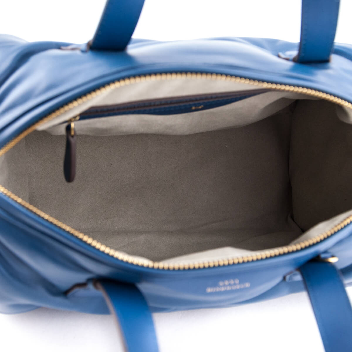 Anya Hindmarch Blue Leather Chubby Barrel Crossbody - Love that Bag etc - Preowned Authentic Designer Handbags & Preloved Fashions
