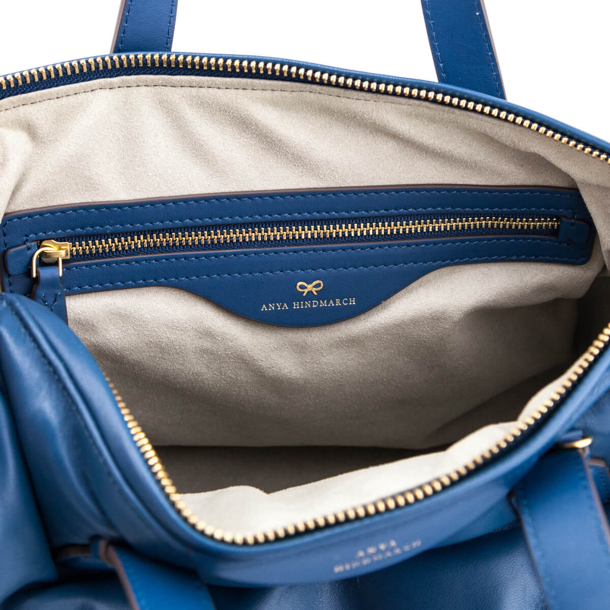 Anya Hindmarch Blue Leather Chubby Barrel Crossbody - Love that Bag etc - Preowned Authentic Designer Handbags & Preloved Fashions