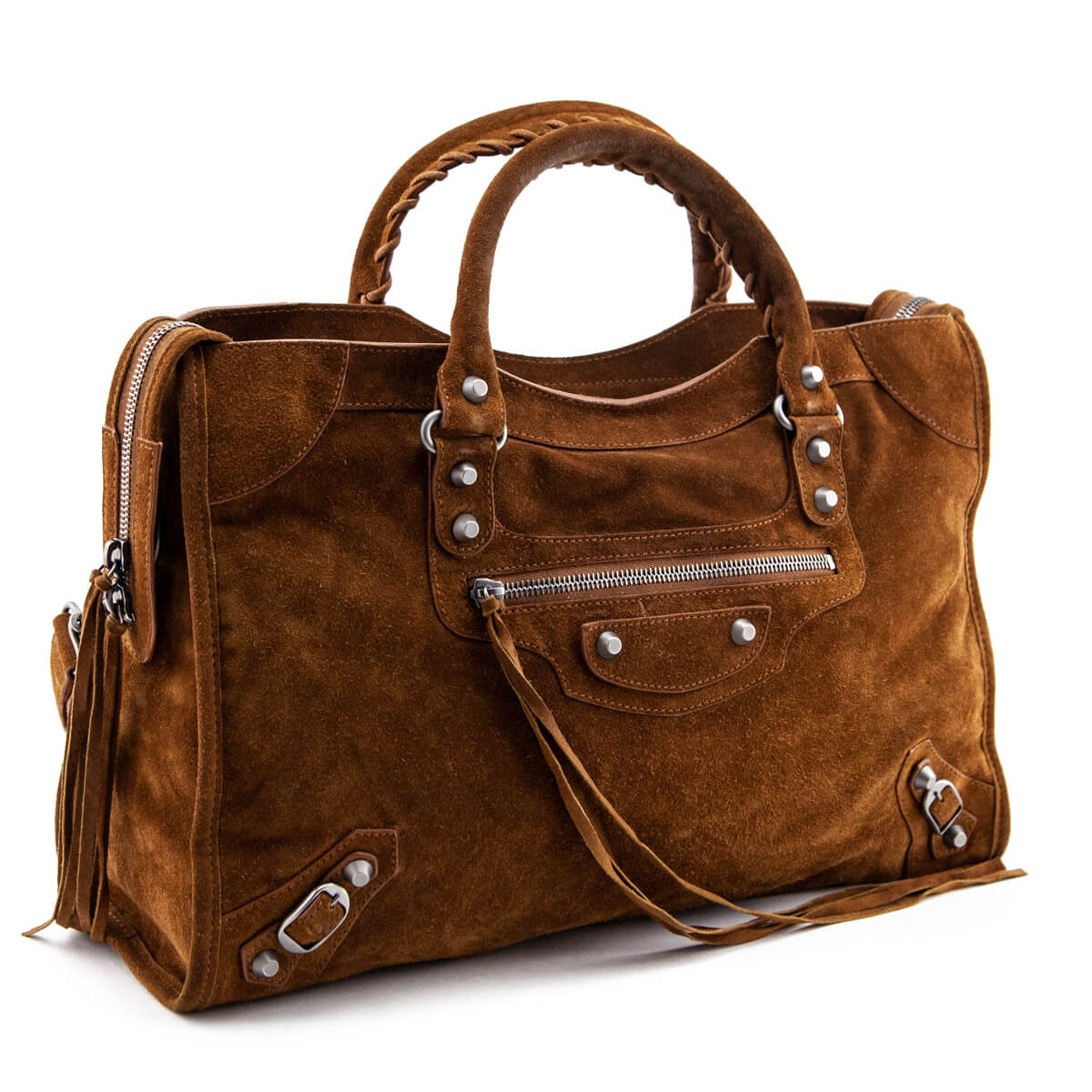 Balenciaga Dark Brown Cumin Suede Motocross Classic City Bag - Love that Bag etc - Preowned Authentic Designer Handbags & Preloved Fashions