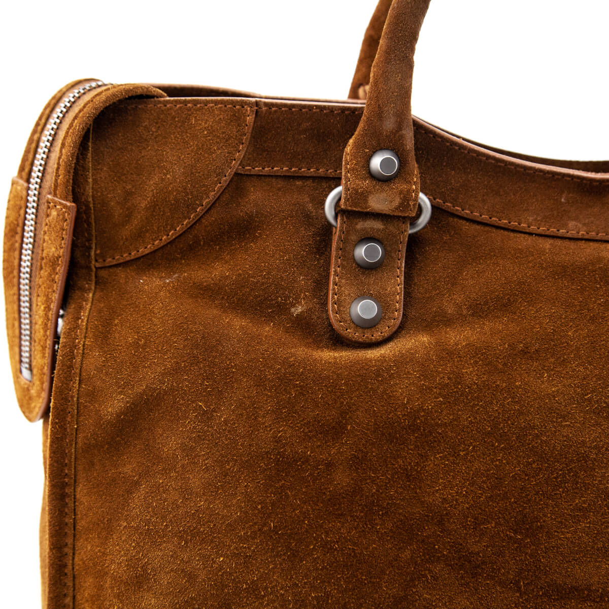 Balenciaga Dark Brown Cumin Suede Motocross Classic City Bag - Love that Bag etc - Preowned Authentic Designer Handbags & Preloved Fashions
