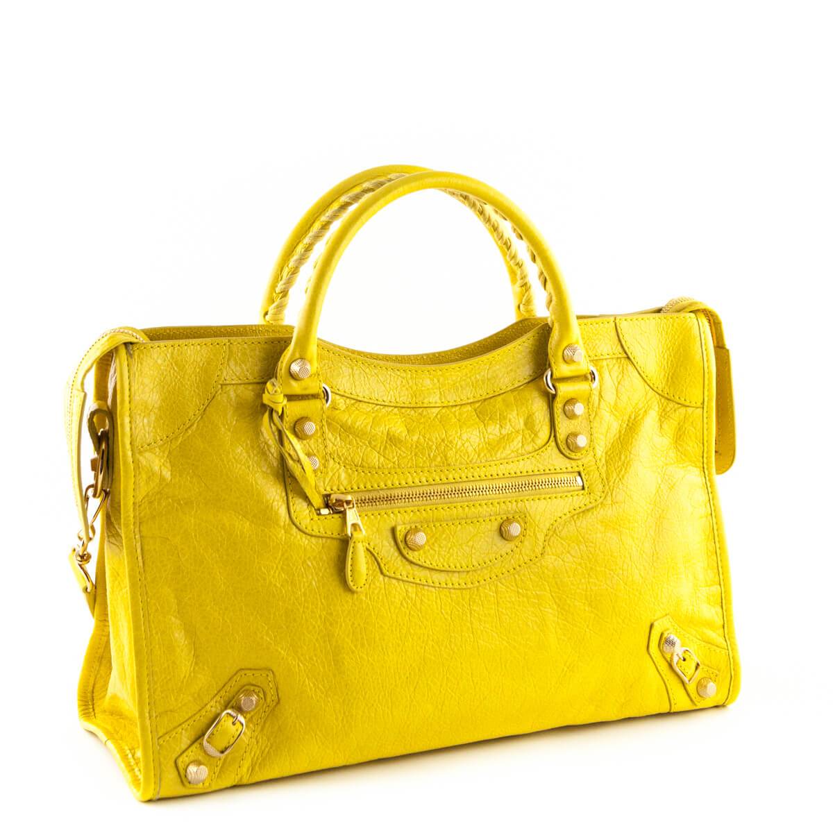 Balenciaga Curry Lambskin Giant 12 Gold City Bag - Love that Bag etc - Preowned Authentic Designer Handbags & Preloved Fashions