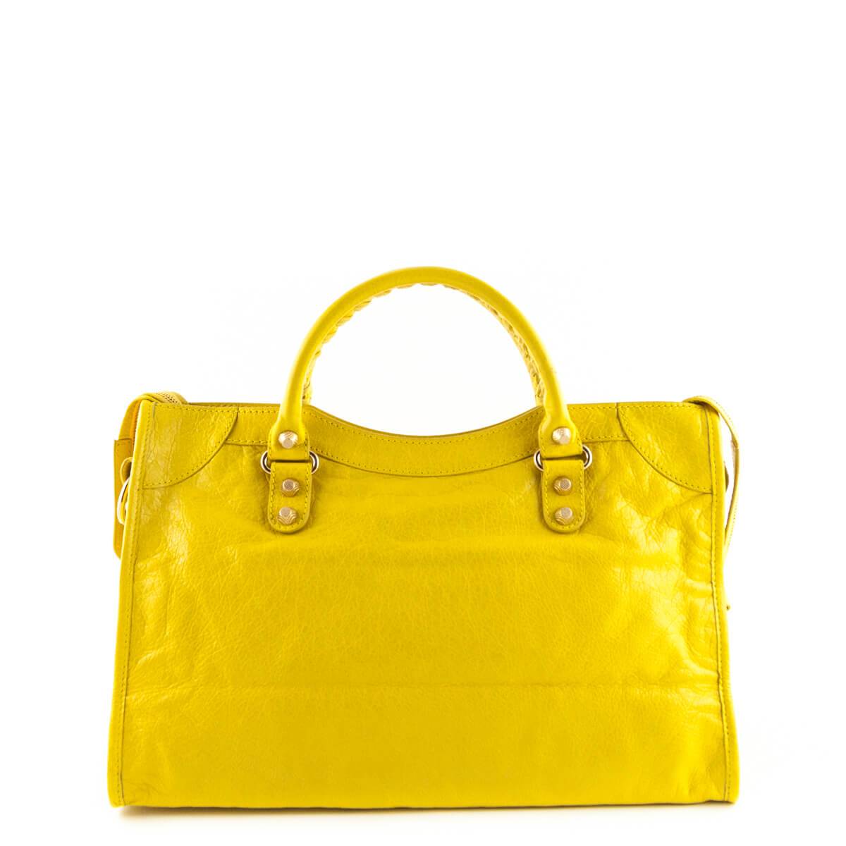 Balenciaga Curry Lambskin Giant 12 Gold City Bag - Love that Bag etc - Preowned Authentic Designer Handbags & Preloved Fashions