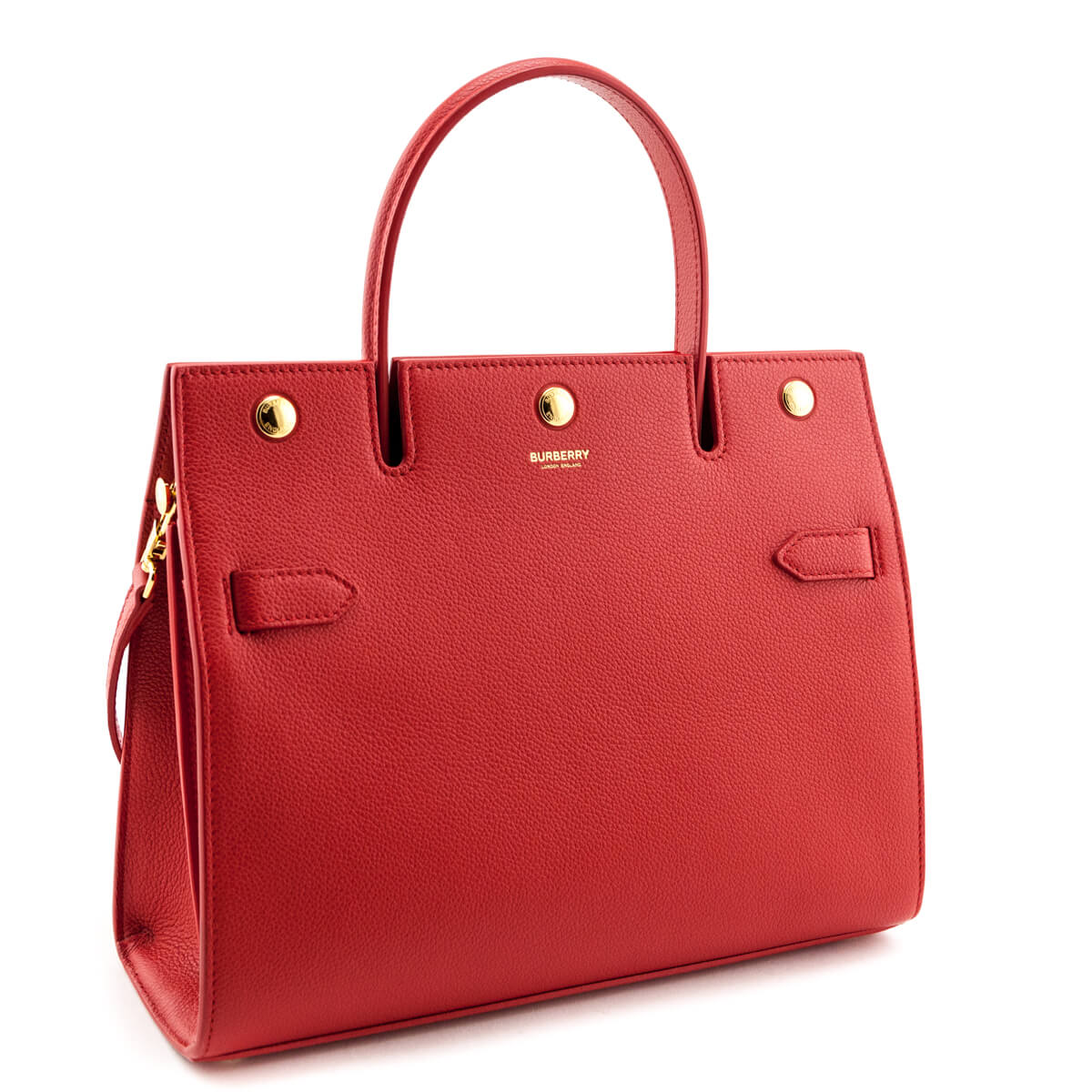 Burberry Bright Red Grained Calfskin Small Two-Handle Title Bag - Love that Bag etc - Preowned Authentic Designer Handbags & Preloved Fashions