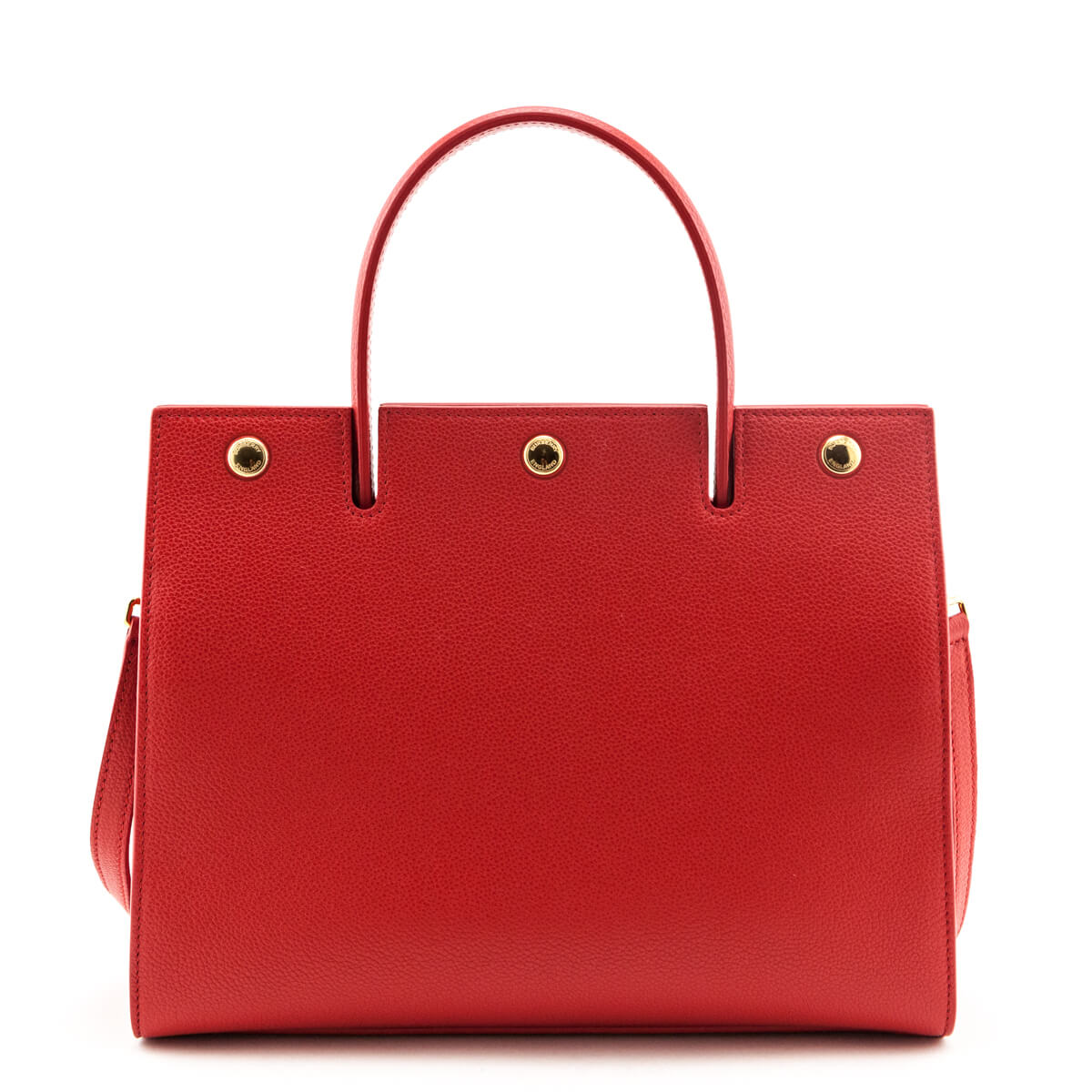 Burberry Bright Red Grained Calfskin Small Two-Handle Title Bag - Love that Bag etc - Preowned Authentic Designer Handbags & Preloved Fashions