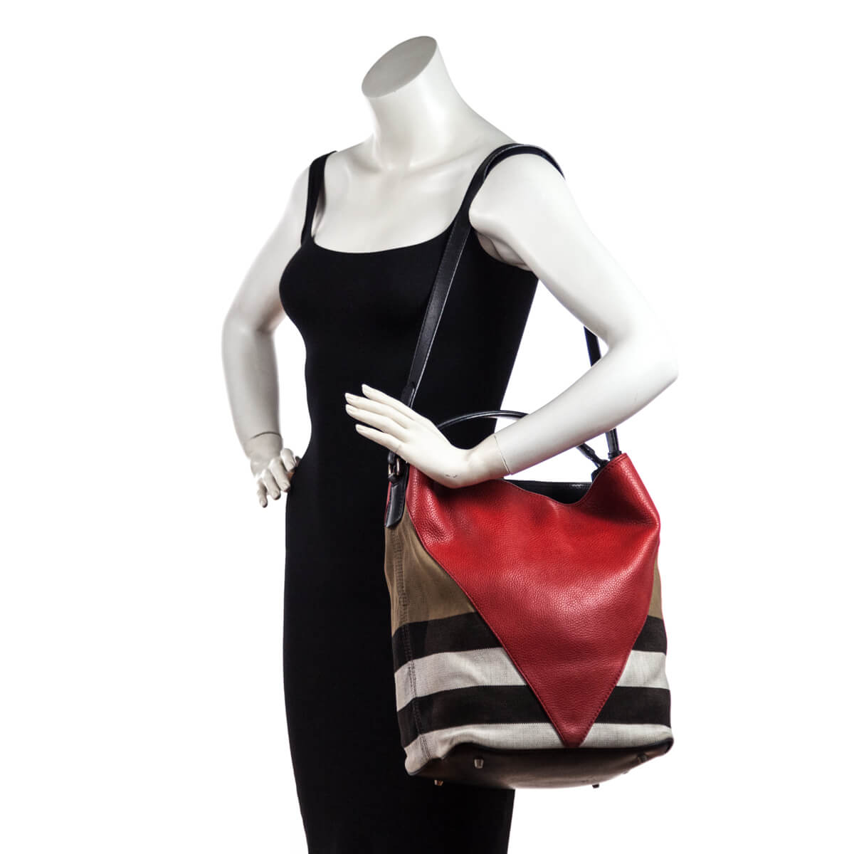Burberry Check Canvas & Red Chevron Calfskin Susanna Medium Hobo Bag - Love that Bag etc - Preowned Authentic Designer Handbags & Preloved Fashions
