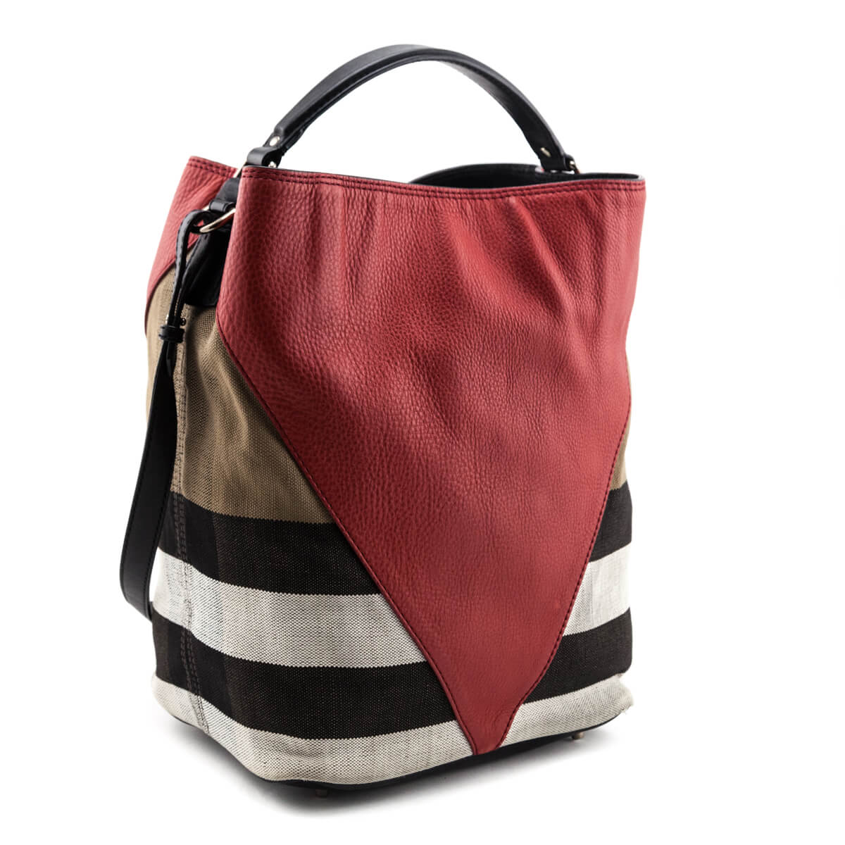 Burberry Check Canvas & Red Chevron Calfskin Susanna Medium Hobo Bag - Love that Bag etc - Preowned Authentic Designer Handbags & Preloved Fashions