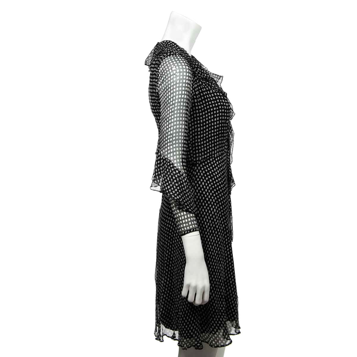 Carolina Herrera Black & White Silk Polka Dot Ruffle Dress Size XS - Love that Bag etc - Preowned Authentic Designer Handbags & Preloved Fashions
