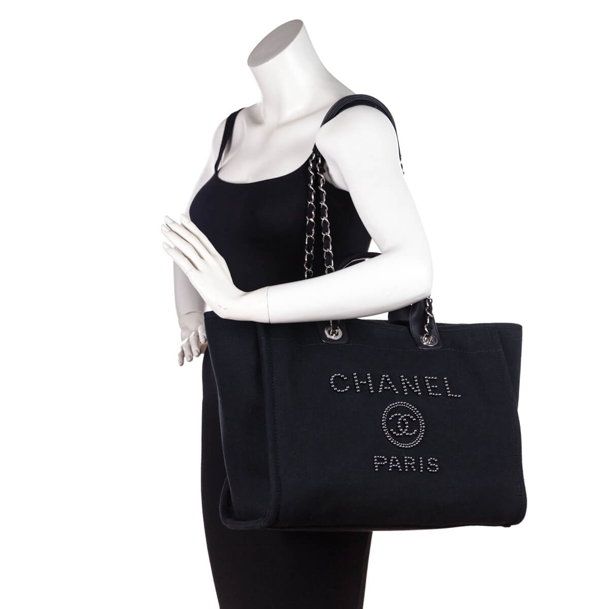 Chanel Black Canvas Mixed Fibers Pearl Large Deauville Tote - Love that Bag etc - Preowned Authentic Designer Handbags & Preloved Fashions
