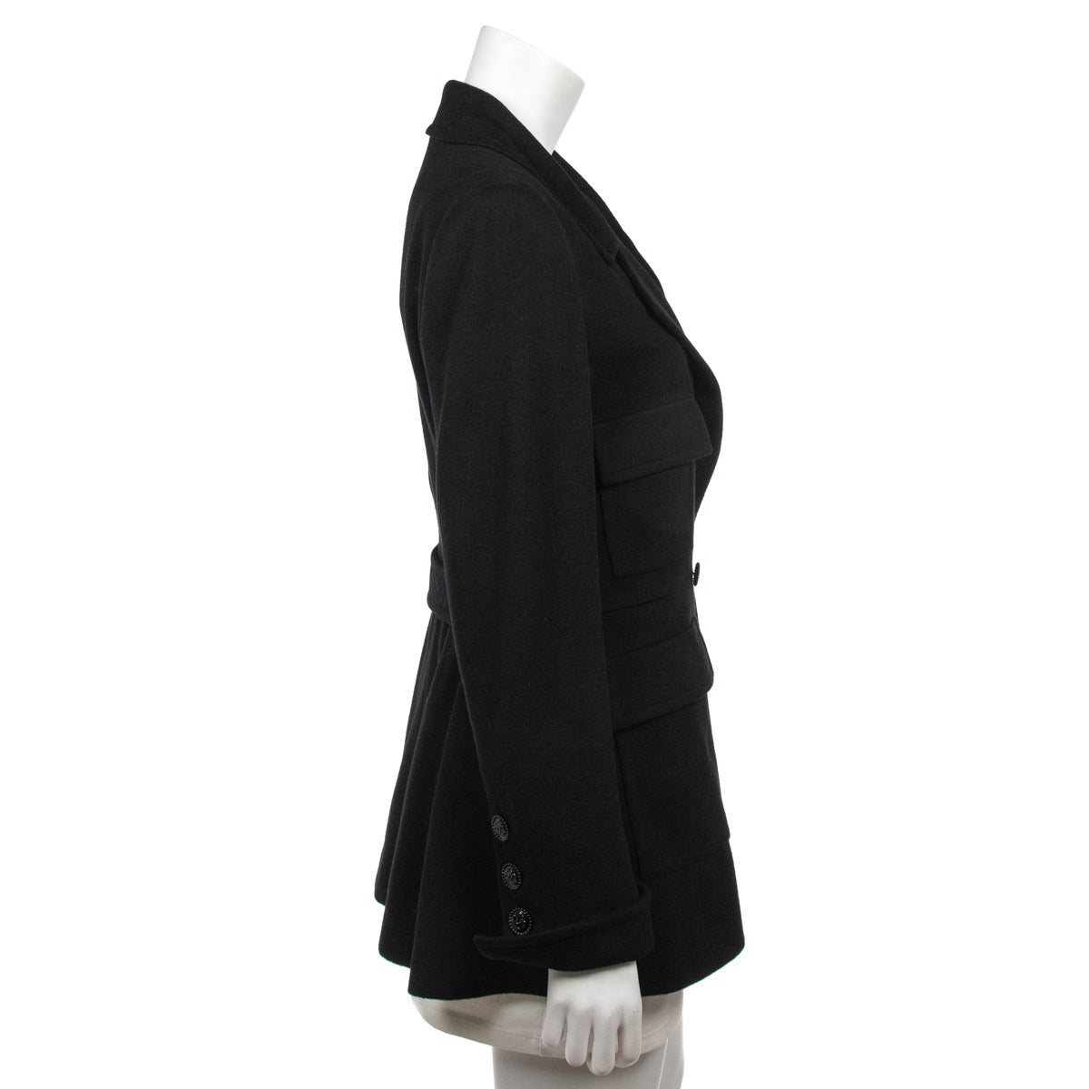 Chanel Black Cashmere Military Jacket Size L | FR 42 - Love that Bag etc - Preowned Authentic Designer Handbags & Preloved Fashions