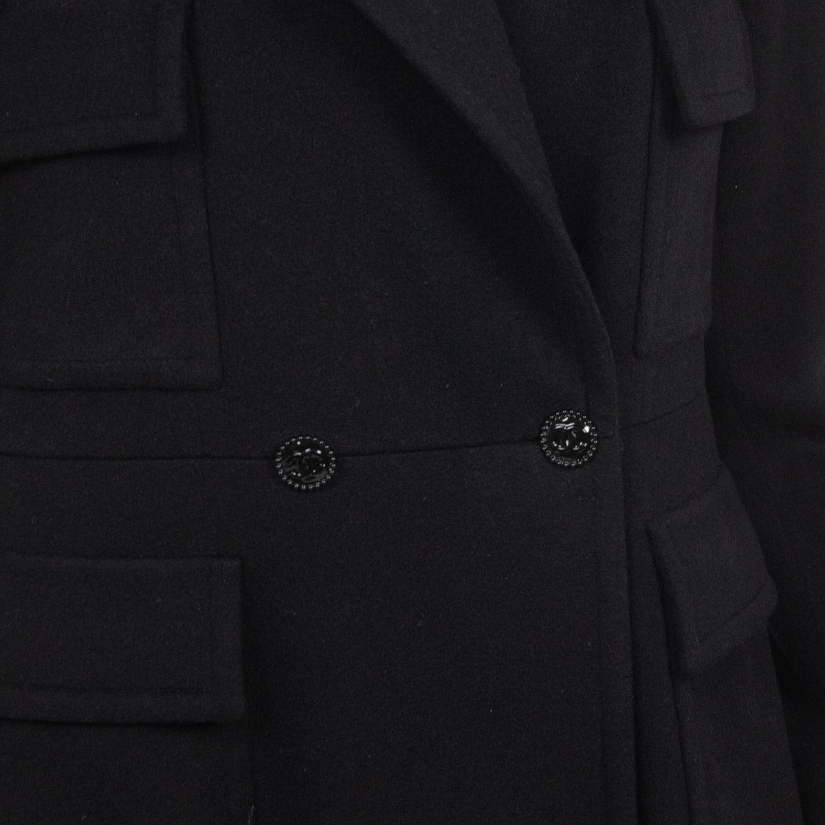 Chanel Black Cashmere Military Jacket Size L | FR 42 - Love that Bag etc - Preowned Authentic Designer Handbags & Preloved Fashions