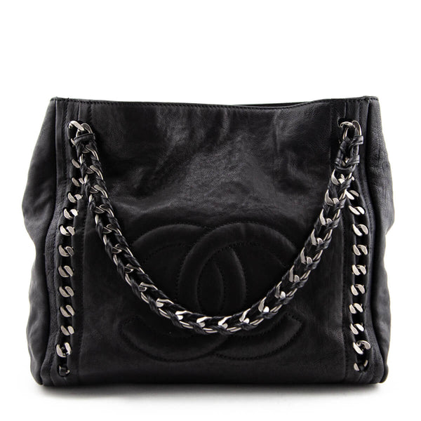 CHANEL Glazed Caviar East West Modern Chain Tote Black 169346