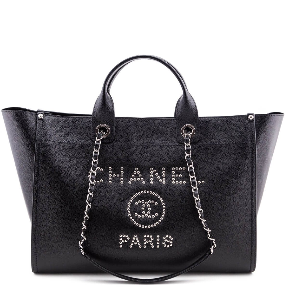 Chanel Black Grained Calfskin Large Deauville Tote SHW - Love that Bag etc - Preowned Authentic Designer Handbags & Preloved Fashions