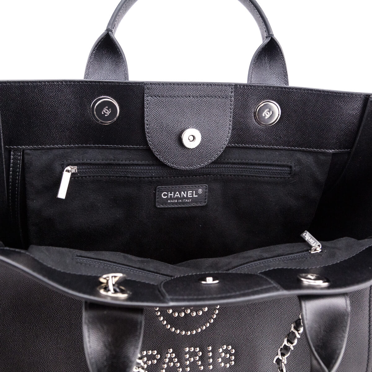 Chanel Black Grained Calfskin Large Deauville Tote SHW - Love that Bag etc - Preowned Authentic Designer Handbags & Preloved Fashions