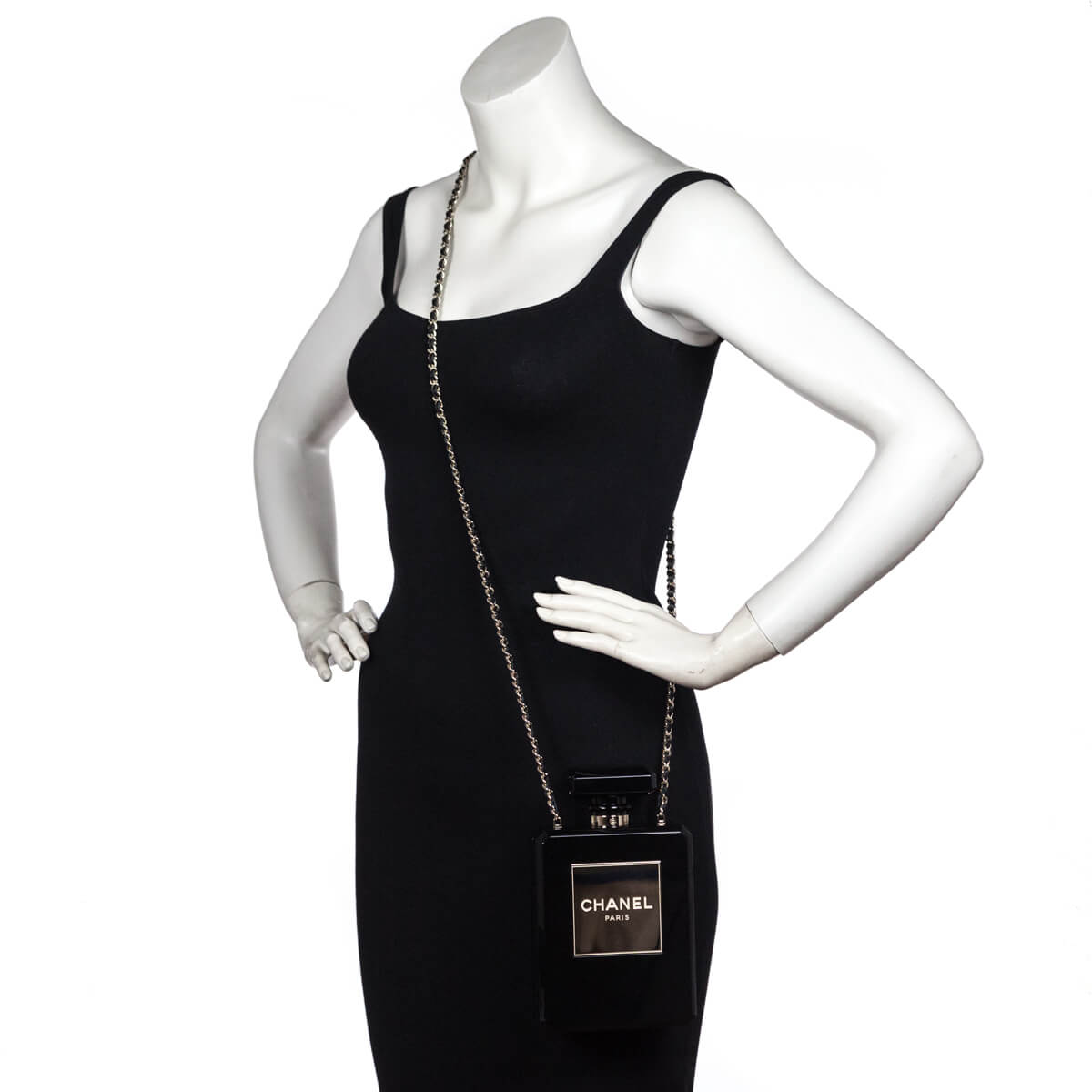 Chanel Black Plexiglass Perfume Bottle Minaudiere - Love that Bag etc - Preowned Authentic Designer Handbags & Preloved Fashions