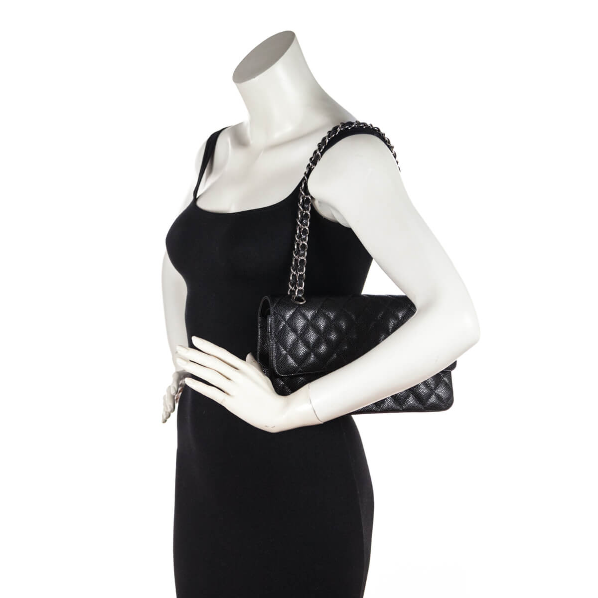 Chanel Black Quilted Caviar Medium Classic Double Flap Bag - Love that Bag etc - Preowned Authentic Designer Handbags & Preloved Fashions