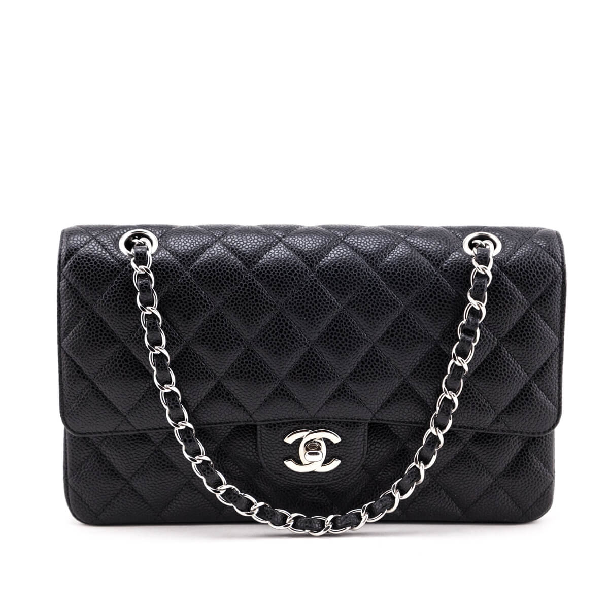 Chanel Black Quilted Caviar Medium Classic Double Flap Bag - Love that Bag etc - Preowned Authentic Designer Handbags & Preloved Fashions