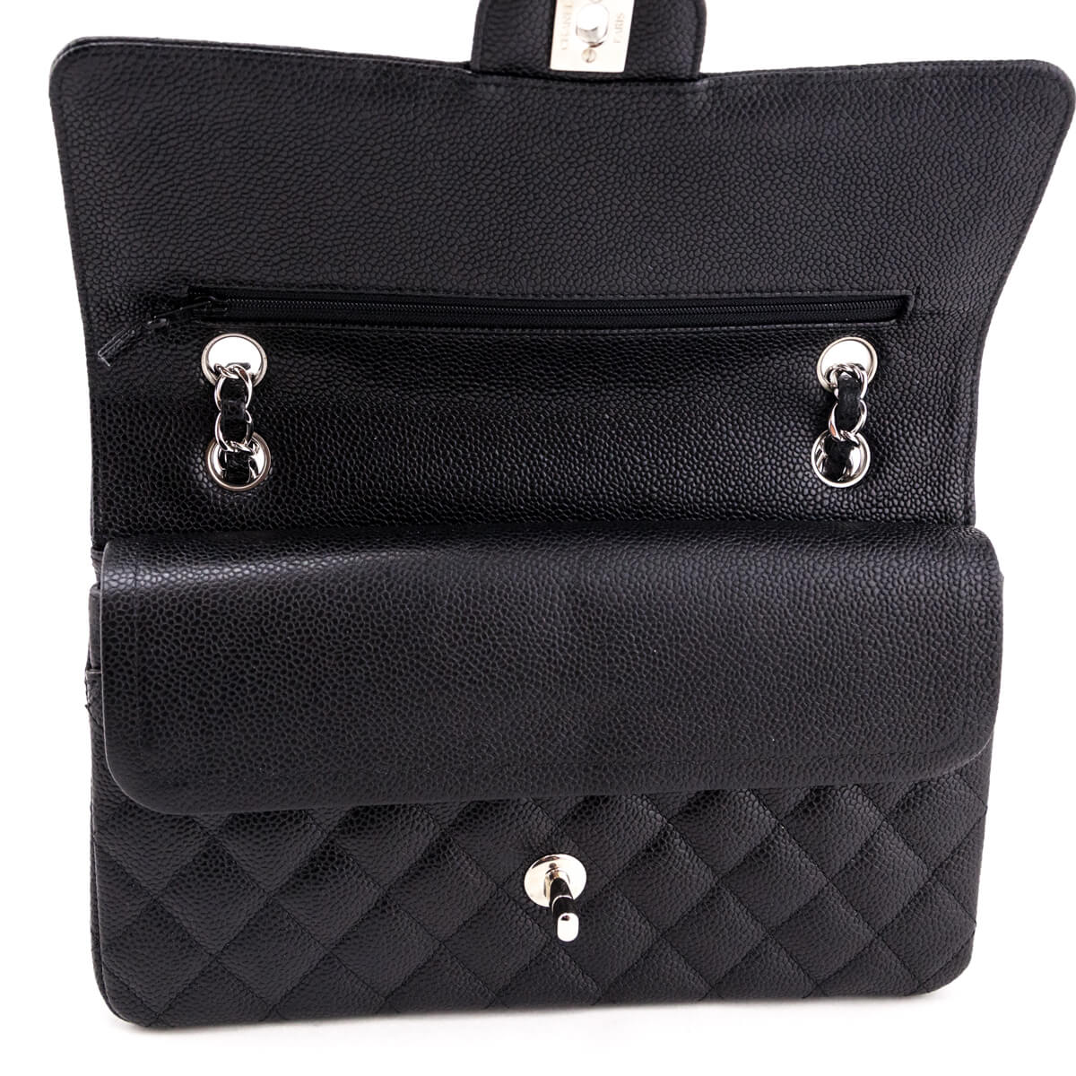 Chanel Black Quilted Caviar Medium Classic Double Flap Bag - Love that Bag etc - Preowned Authentic Designer Handbags & Preloved Fashions