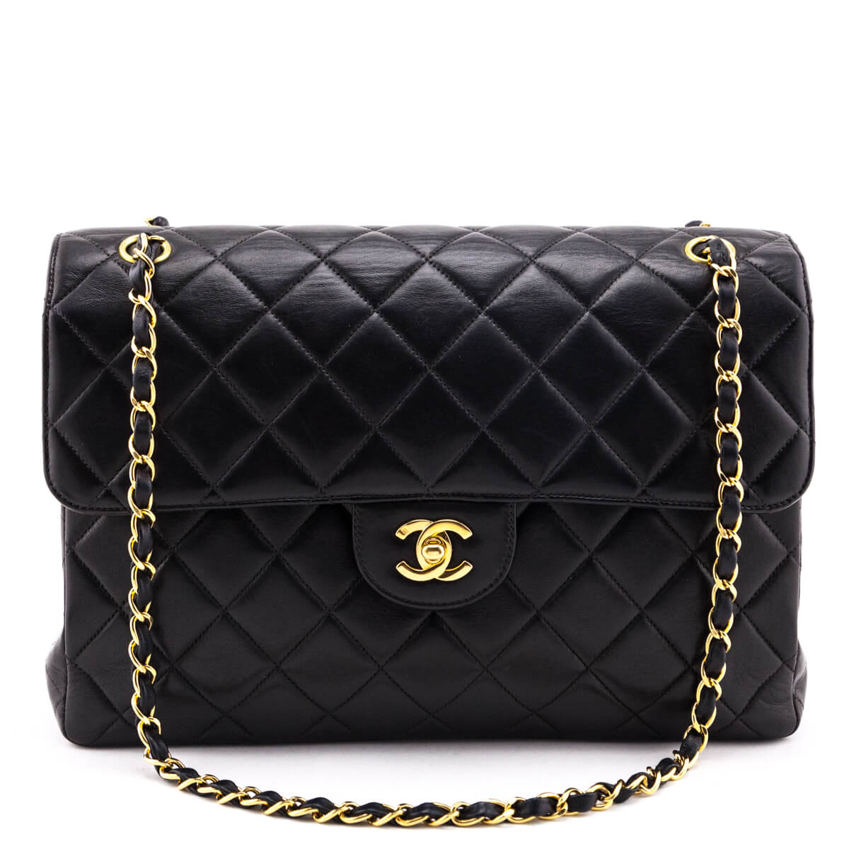 Chanel Black Quilted Lambskin Vintage Jumbo Double Sided Classic Flap Bag - Love that Bag etc - Preowned Authentic Designer Handbags & Preloved Fashions