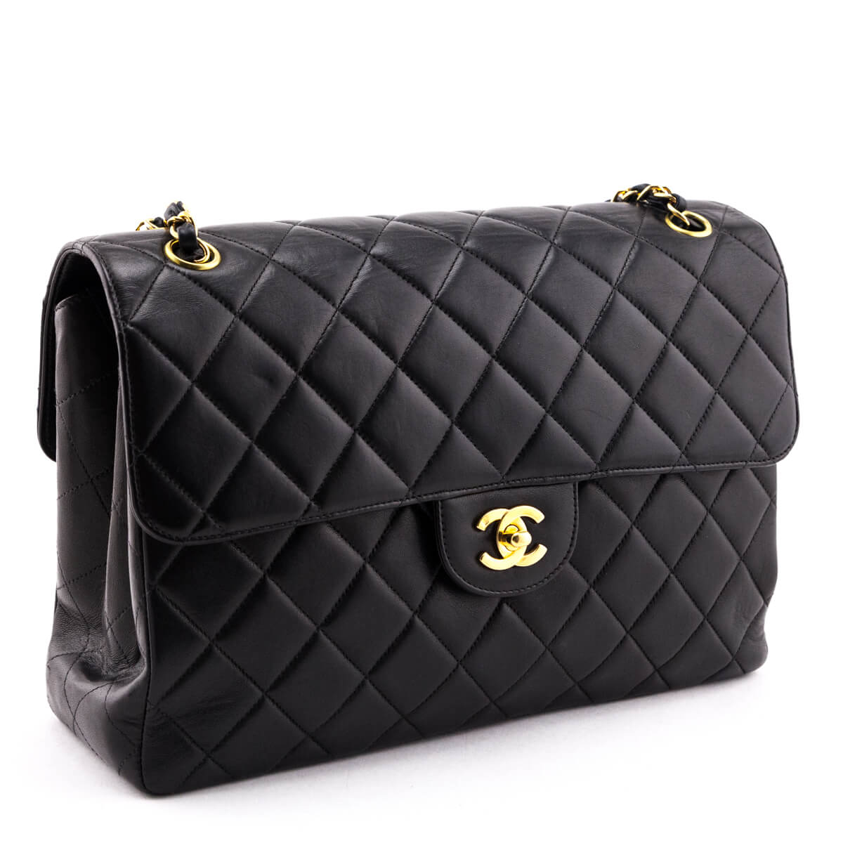Chanel Black Quilted Lambskin Vintage Jumbo Double Sided Classic Flap Bag - Love that Bag etc - Preowned Authentic Designer Handbags & Preloved Fashions