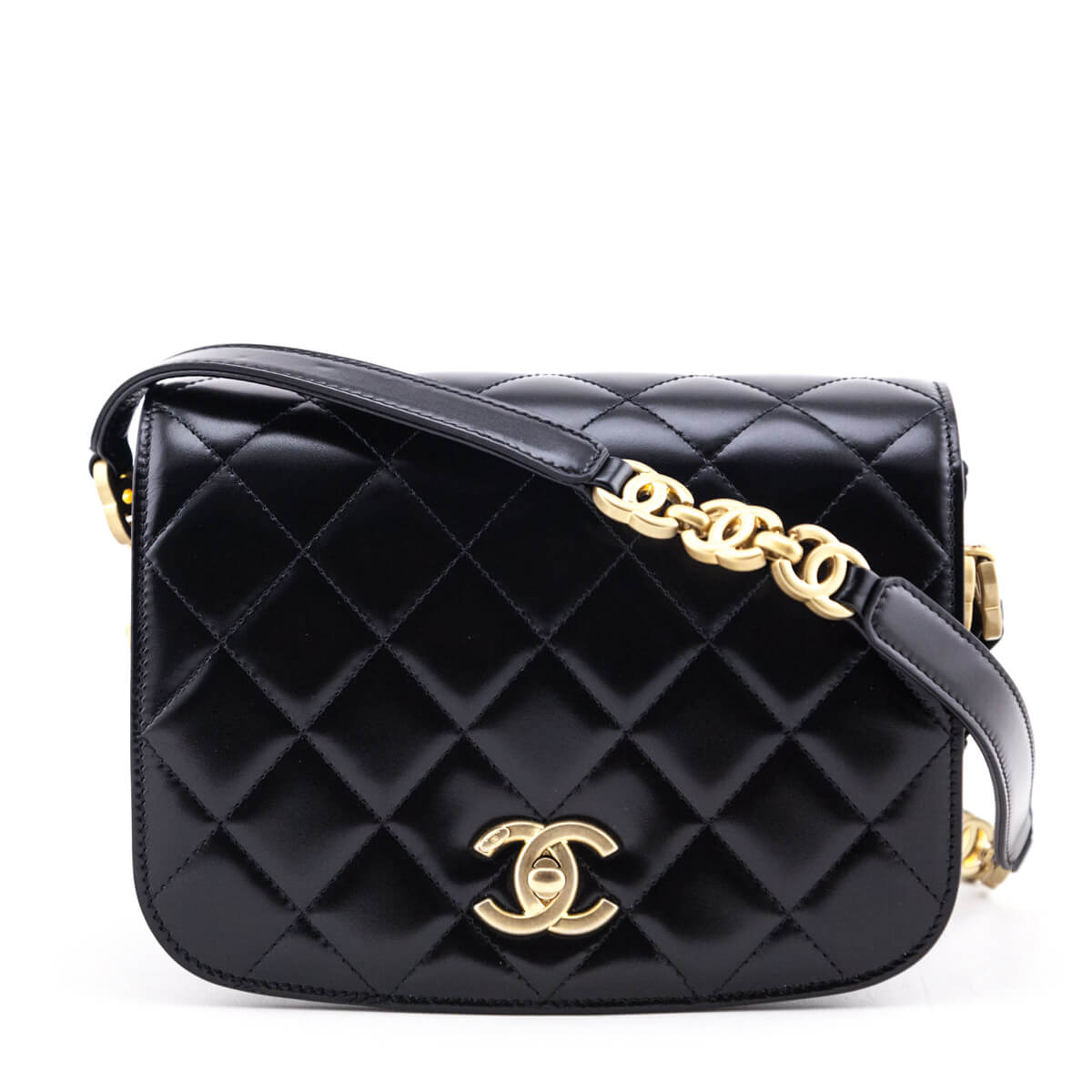 Chanel Black Quilted Shiny Calfskin & Suede Mini Messenger Bag - Love that Bag etc - Preowned Authentic Designer Handbags & Preloved Fashions