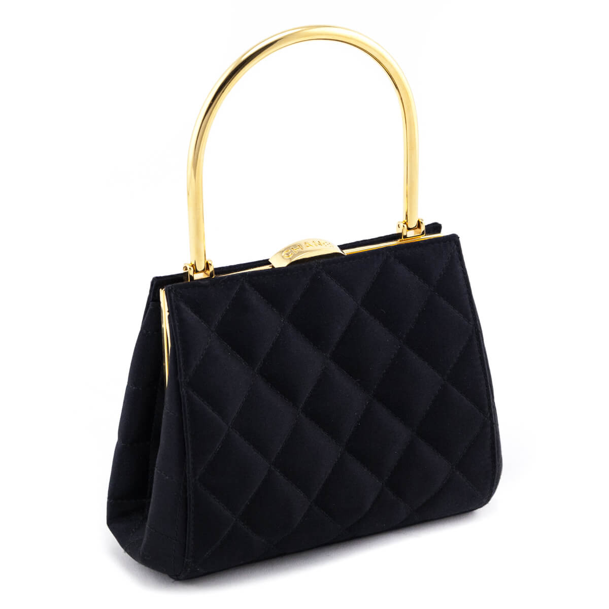 Chanel Black Satin Vintage Quilted Frame Evening Bag - Love that Bag etc - Preowned Authentic Designer Handbags & Preloved Fashions