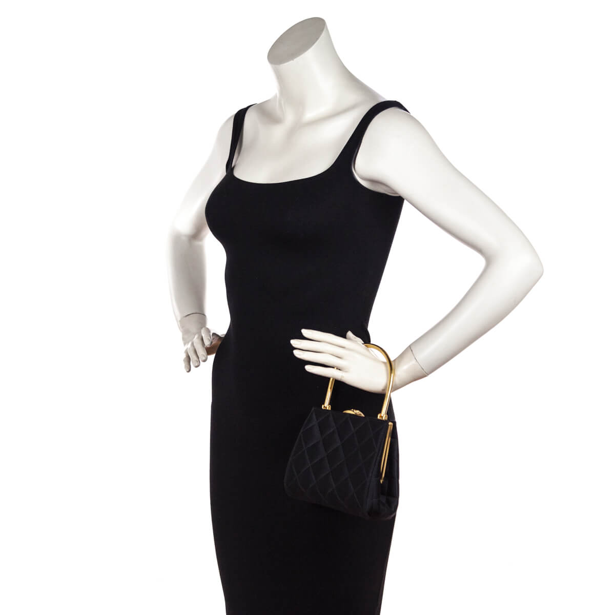 Chanel Black Satin Vintage Quilted Frame Evening Bag - Love that Bag etc - Preowned Authentic Designer Handbags & Preloved Fashions