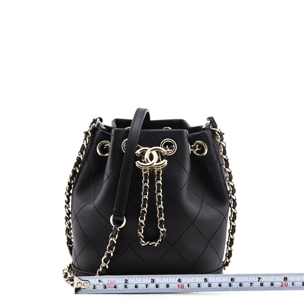 Chanel Black Stitched Calfskin Mini Drawstring Bag GHW - Love that Bag etc - Preowned Authentic Designer Handbags & Preloved Fashions