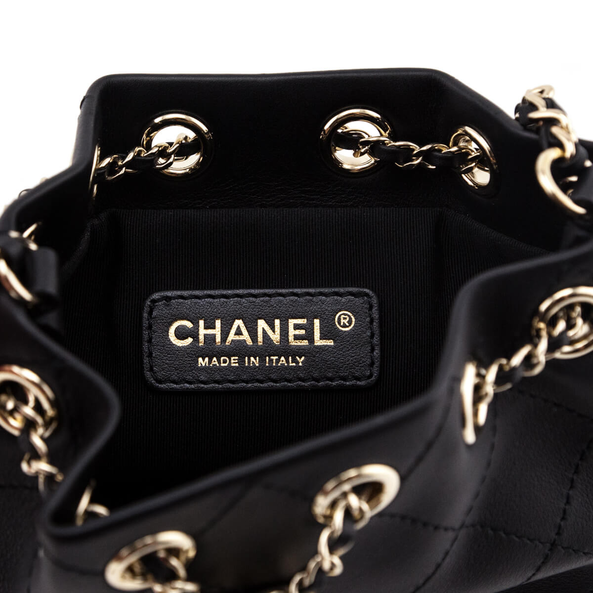 Chanel Black Stitched Calfskin Mini Drawstring Bag GHW - Love that Bag etc - Preowned Authentic Designer Handbags & Preloved Fashions