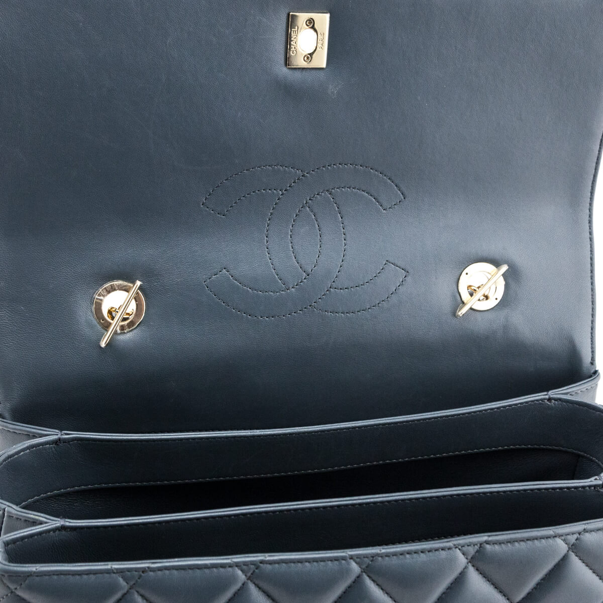 Chanel Blue Quilted Lambskin Large Trendy CC Top Handle GHW - Love that Bag etc - Preowned Authentic Designer Handbags & Preloved Fashions