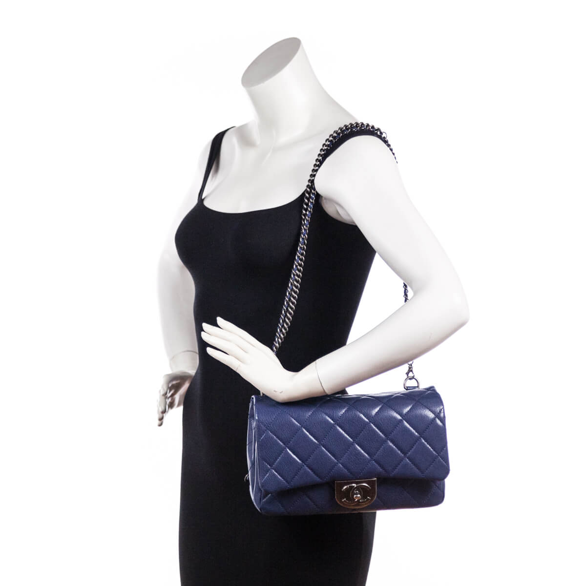 Chanel Blue Quilted Shiny Goatskin Small Double Carry Flap Bag - Love that Bag etc - Preowned Authentic Designer Handbags & Preloved Fashions