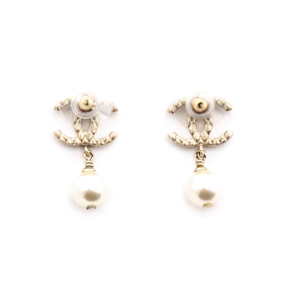 Chanel Gold Tone CC Faux Pearl Drop Earrings - Love that Bag etc - Preowned Authentic Designer Handbags & Preloved Fashions