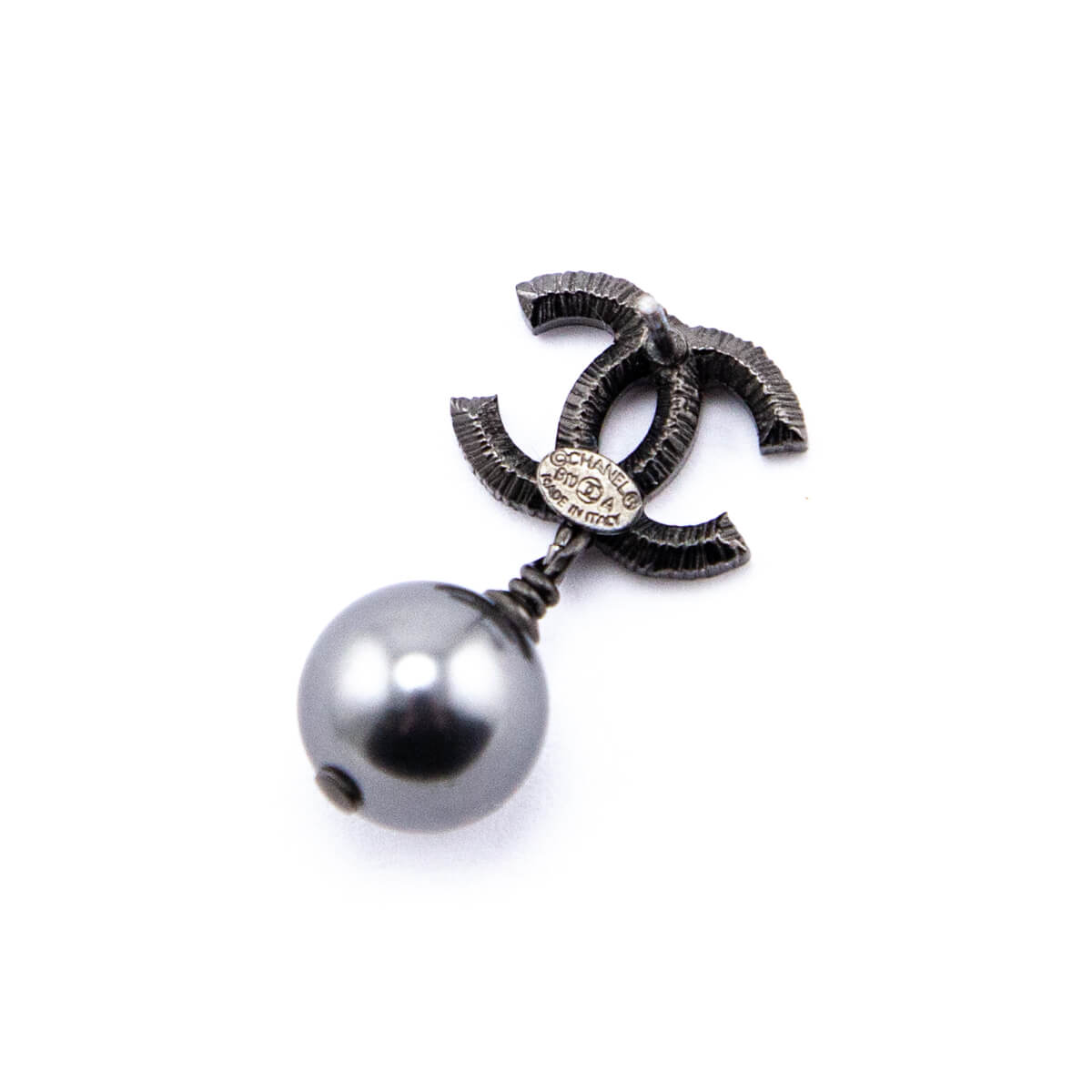 Chanel Gray Faux Pearl & Strass CC Drop Earrings - Love that Bag etc - Preowned Authentic Designer Handbags & Preloved Fashions