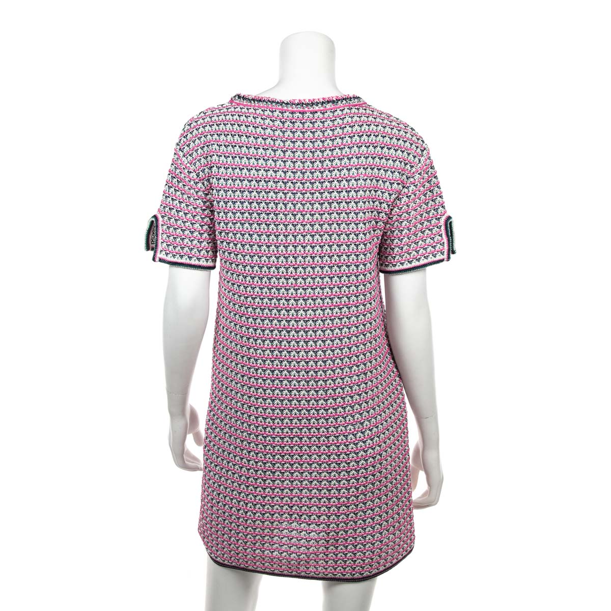 Chanel Pink & White Knit Mini Sleeve Dress Size M | FR 40 - Love that Bag etc - Preowned Authentic Designer Handbags & Preloved Fashions