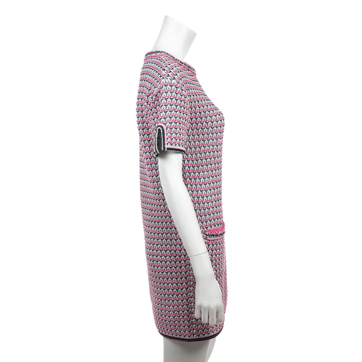 Chanel Pink & White Knit Mini Sleeve Dress Size M | FR 40 - Love that Bag etc - Preowned Authentic Designer Handbags & Preloved Fashions