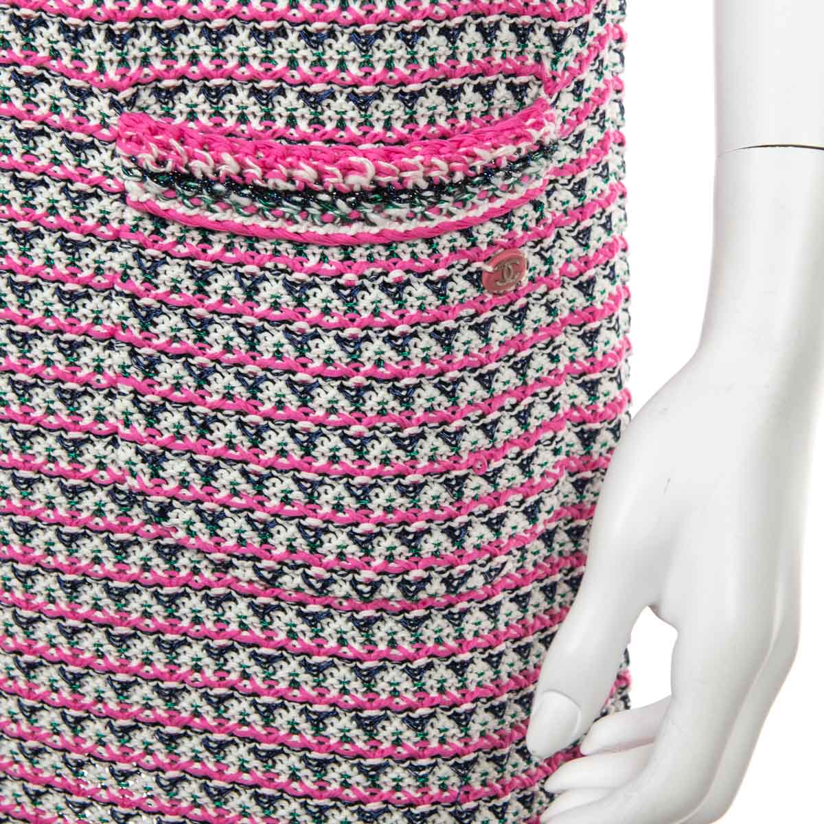 Chanel Pink & White Knit Mini Sleeve Dress Size M | FR 40 - Love that Bag etc - Preowned Authentic Designer Handbags & Preloved Fashions