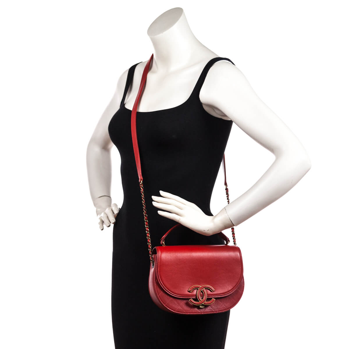 Chanel Red Shiny Calfskin & Quilted Goatskin Small Coco Curve Messenger Flap Bag - Love that Bag etc - Preowned Authentic Designer Handbags & Preloved Fashions