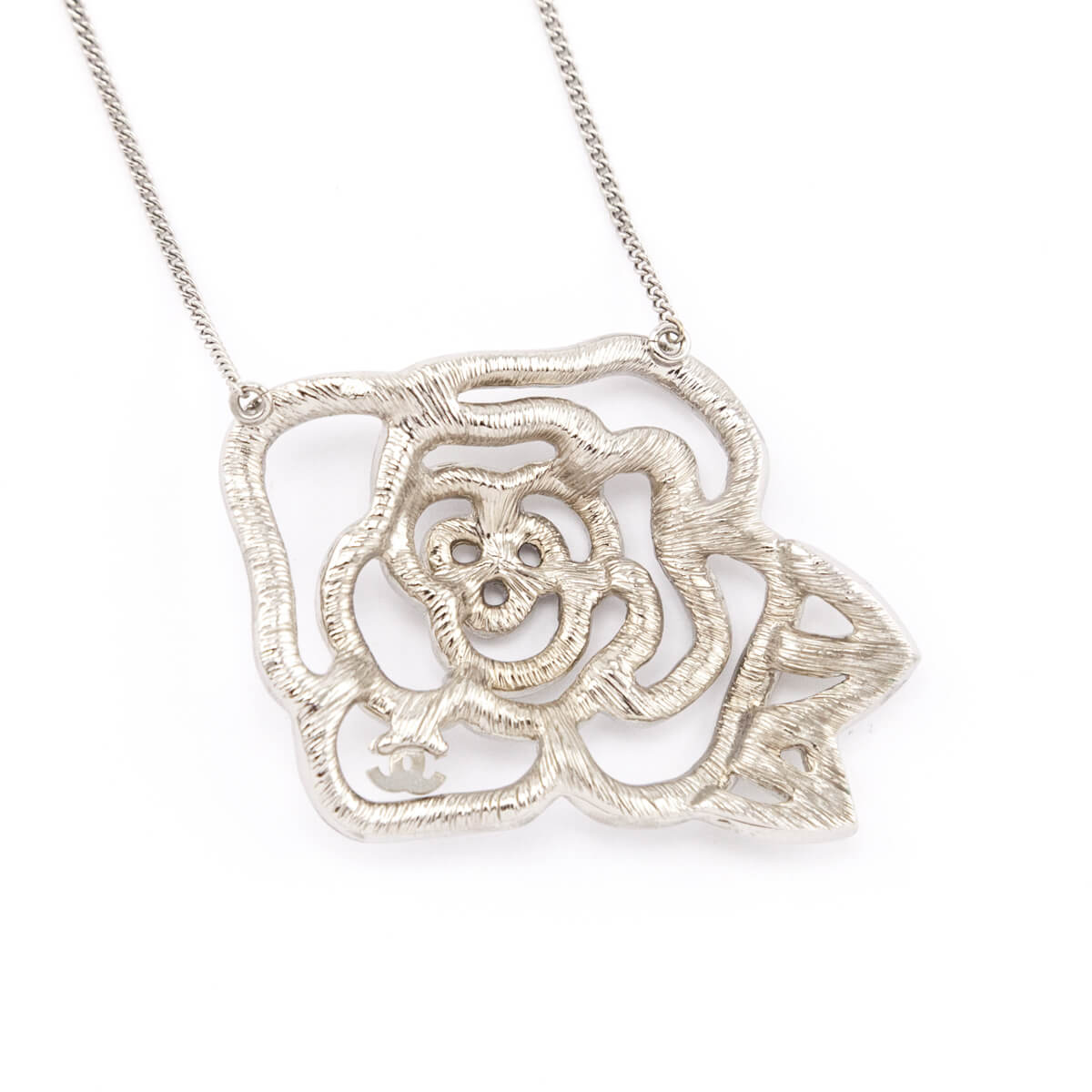 Chanel Silver Crystal Camellia Pendant Necklace - Love that Bag etc - Preowned Authentic Designer Handbags & Preloved Fashions