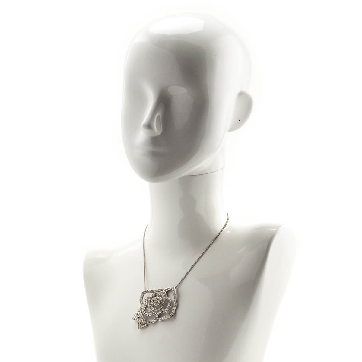 Chanel Silver Crystal Camellia Pendant Necklace - Love that Bag etc - Preowned Authentic Designer Handbags & Preloved Fashions