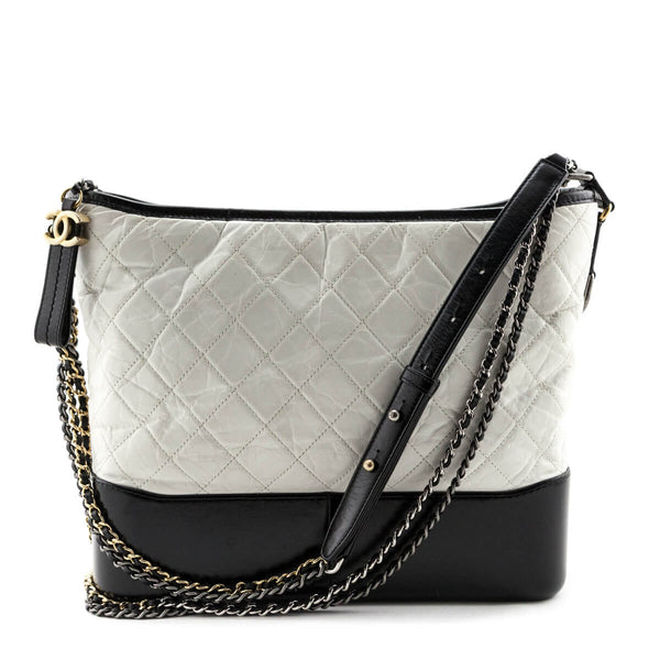 Chanel Black & White Quilted Aged Calfskin Large Gabrielle Hobo, myGemma, DE