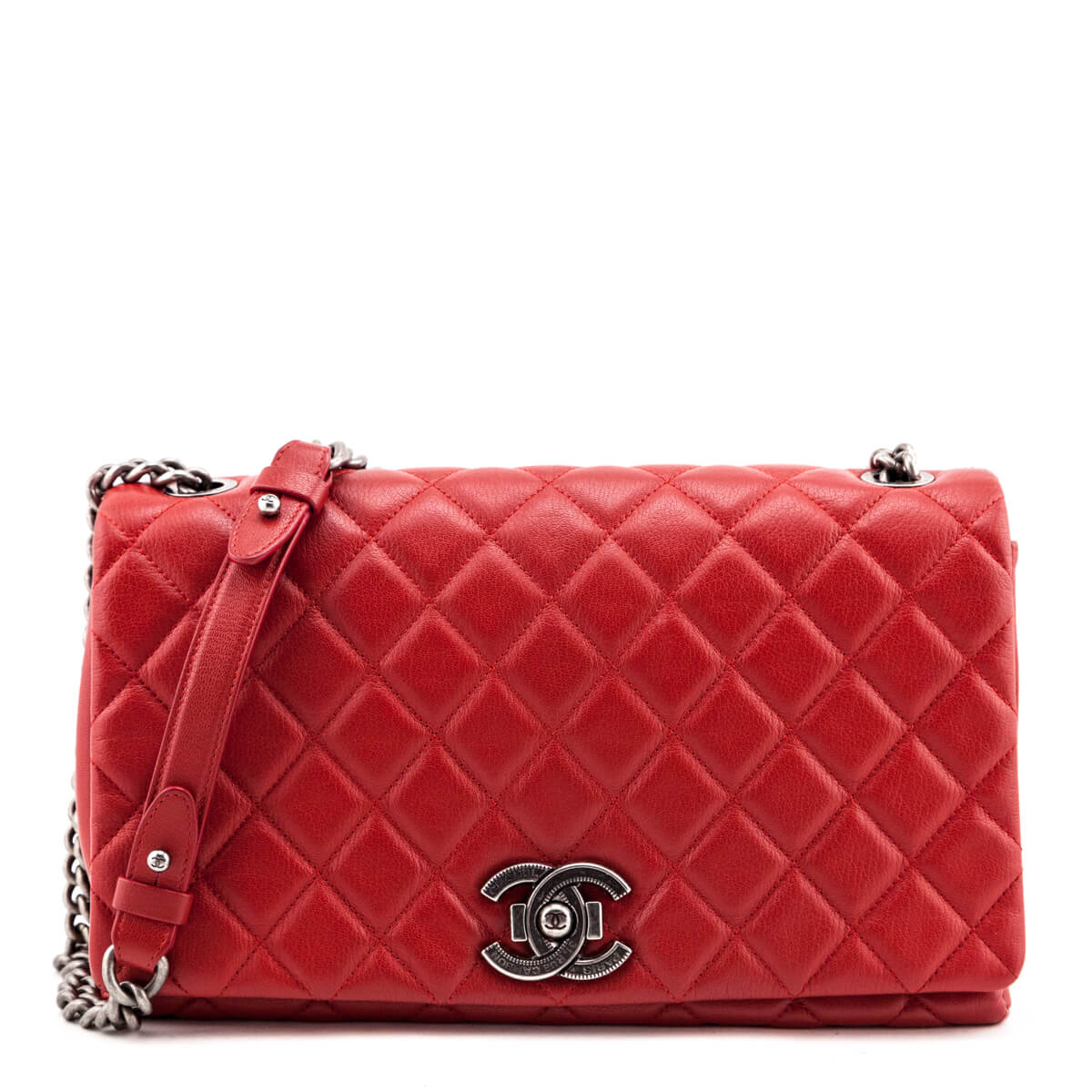 Chanel Red Quilted Goatskin Large City Rock Flap Bag - Love that Bag etc - Preowned Authentic Designer Handbags & Preloved Fashions