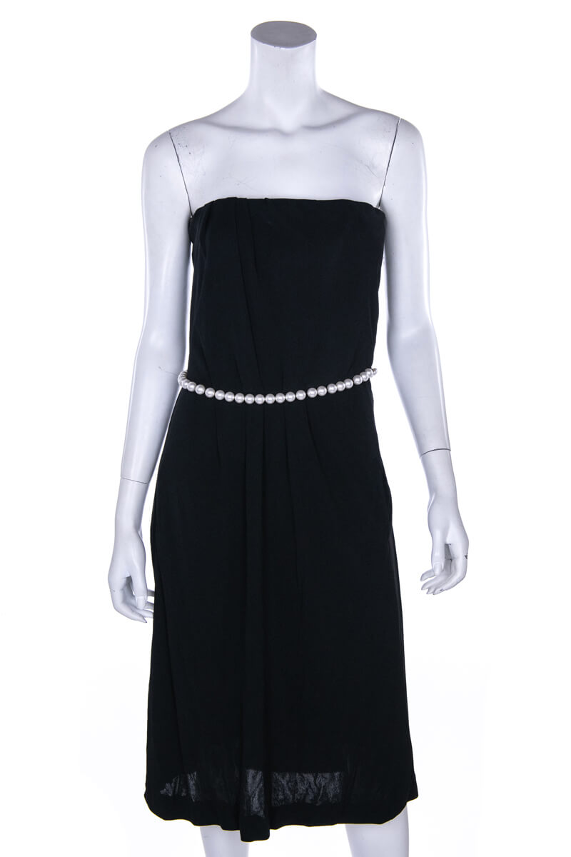 Chanel Black Stretch Pearl-Embellished Strapless Dress