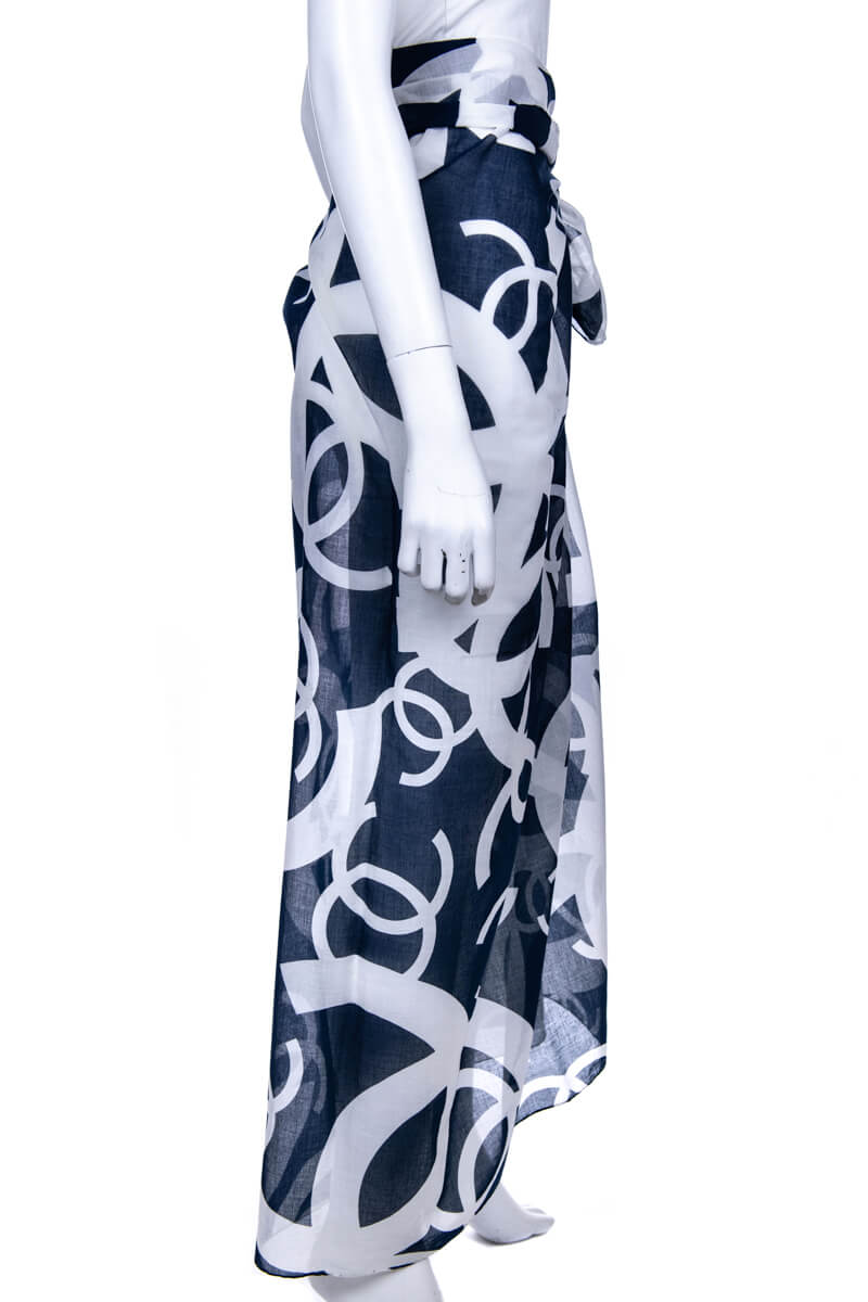 Chanel Navy & White Cotton CC Printed Pareo - Love that Bag etc - Preowned Authentic Designer Handbags & Preloved Fashions