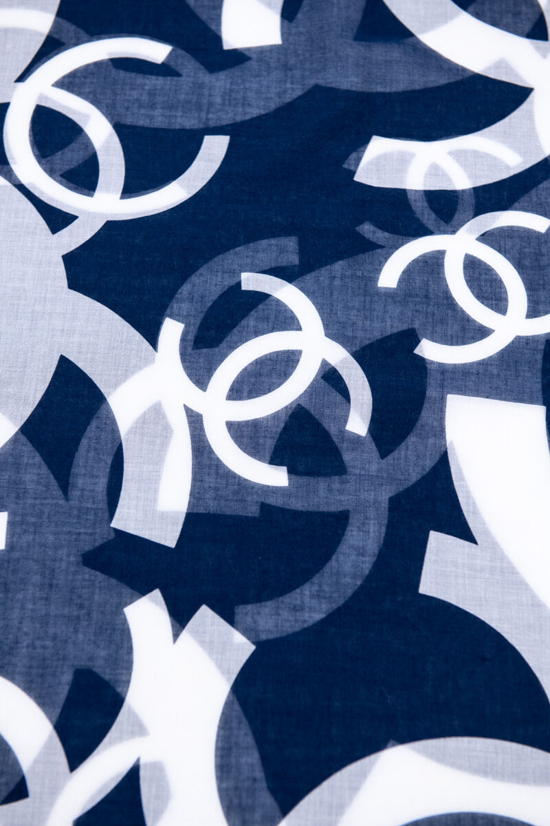 Chanel Navy & White Cotton CC Printed Pareo - Love that Bag etc - Preowned Authentic Designer Handbags & Preloved Fashions