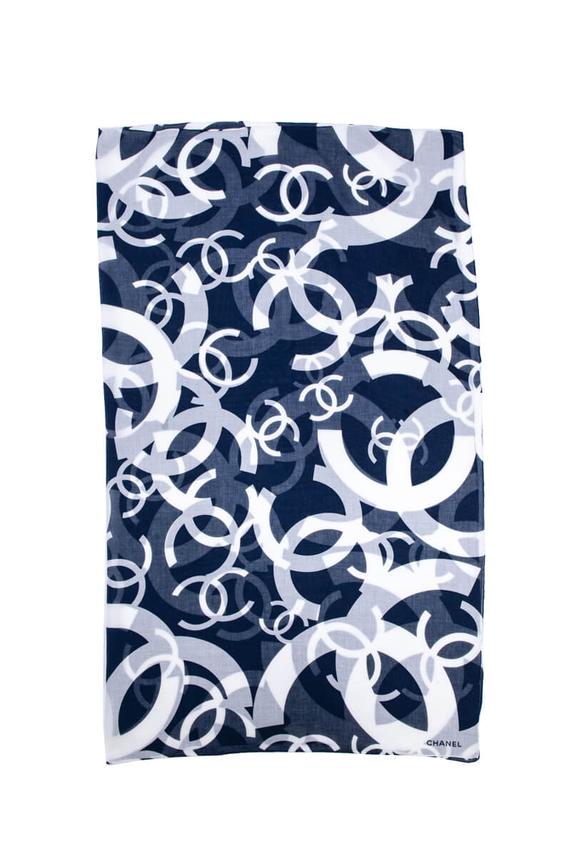 Chanel Navy & White Cotton CC Printed Pareo - Love that Bag etc - Preowned Authentic Designer Handbags & Preloved Fashions