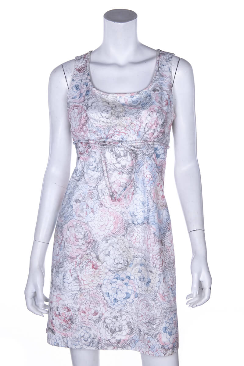 Chanel Pastel Blue, Pink and White Floral Cotton Sleeveless Dress