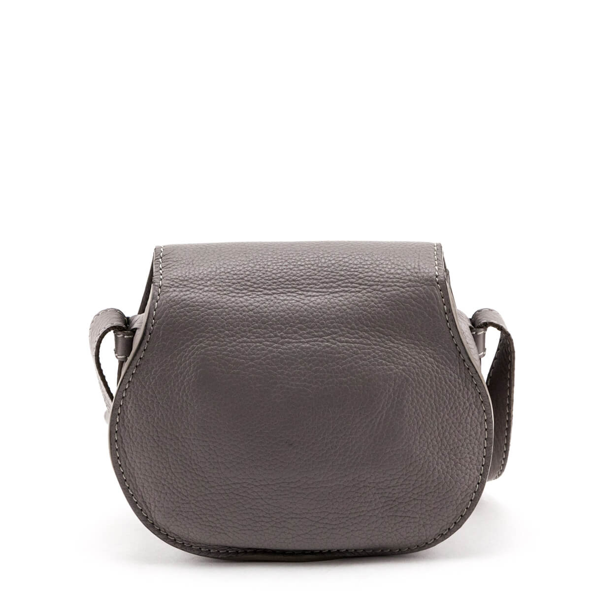 Chloe Cashmere Gray Calfskin Mini Marcie Round Saddle Crossbody - Love that Bag etc - Preowned Authentic Designer Handbags & Preloved Fashions